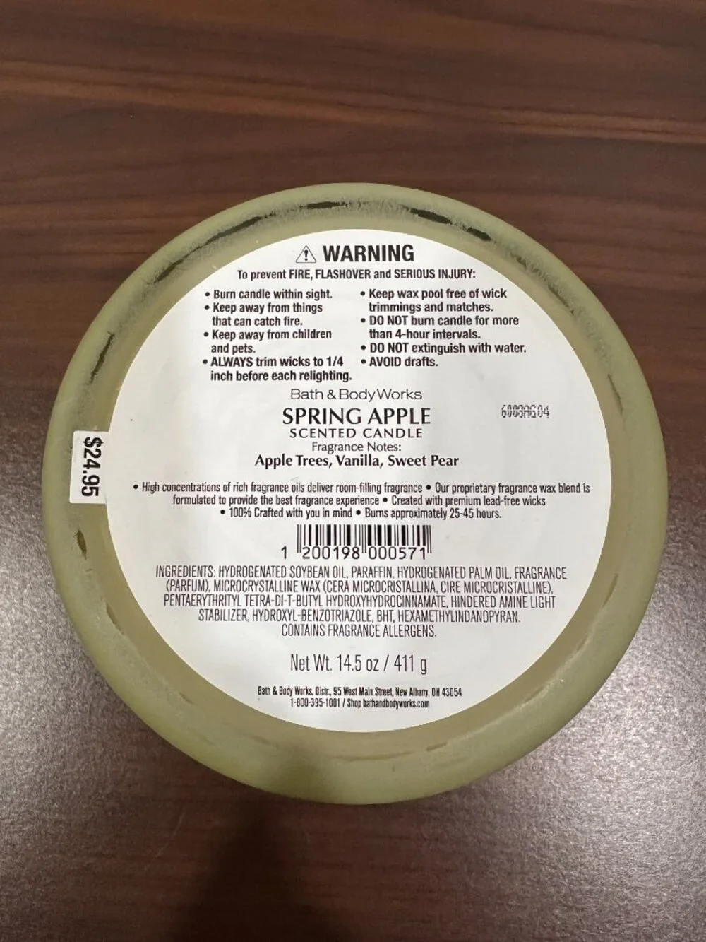 Bath and Body Works Spring Apple 3-Wick Candle NEW